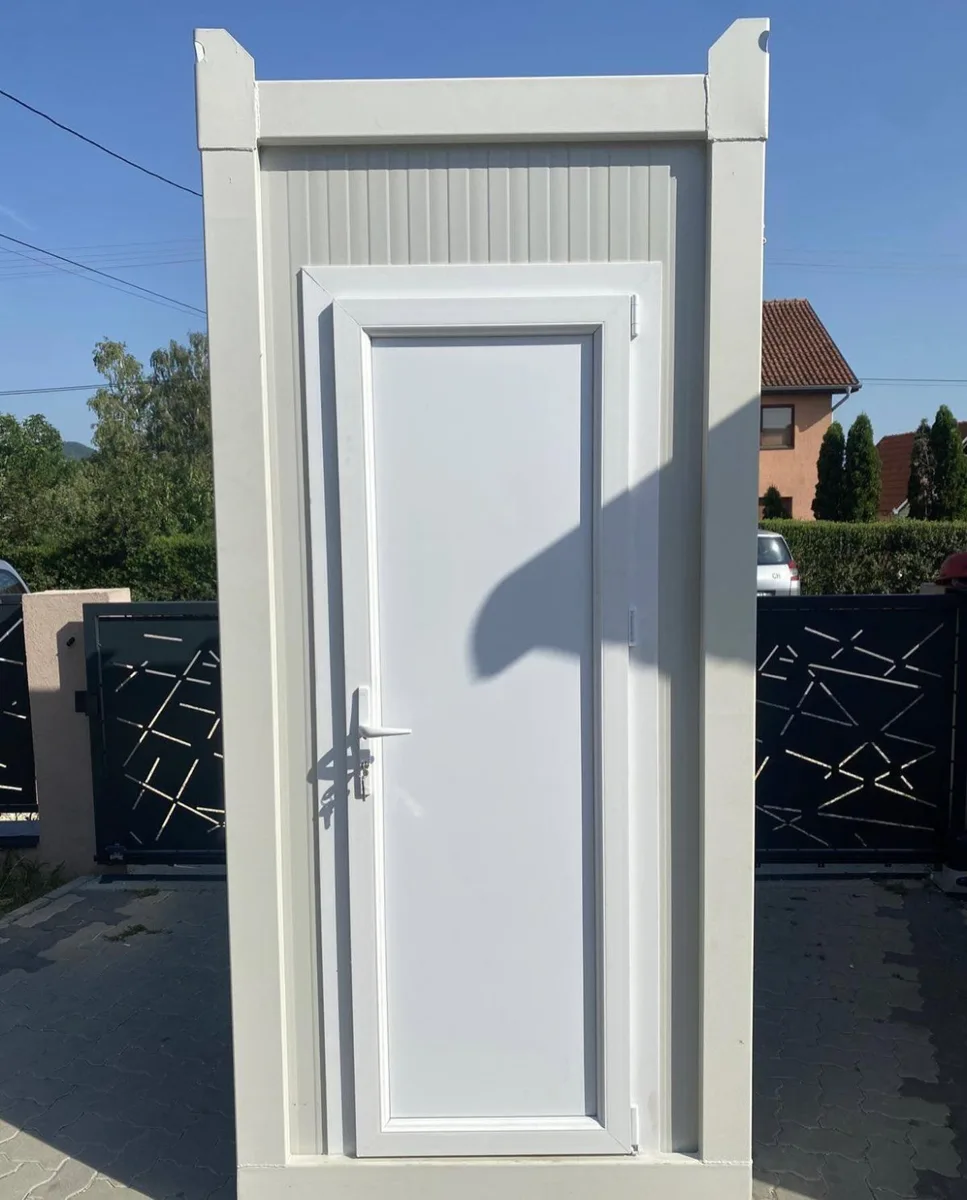 Portable restroom equipment shown for illustration