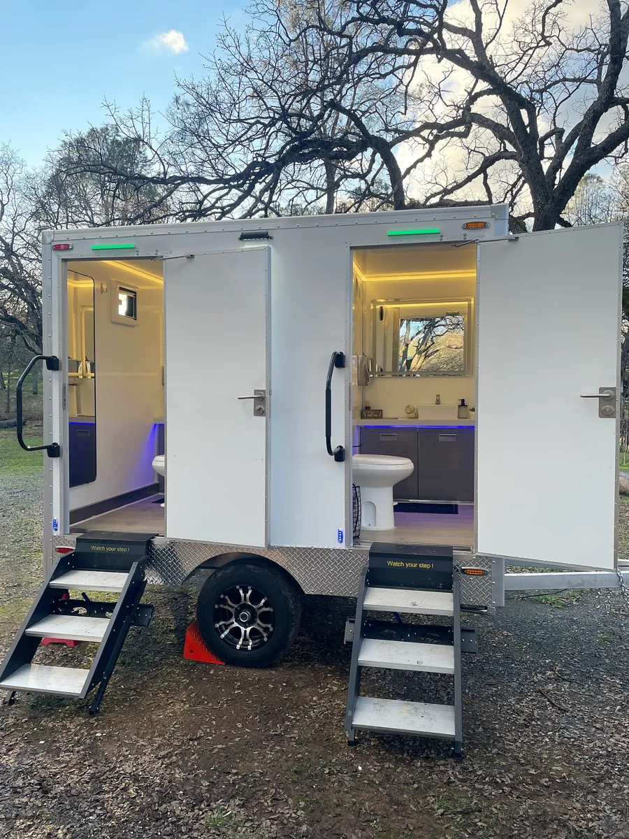 Portable restroom equipment shown for illustration